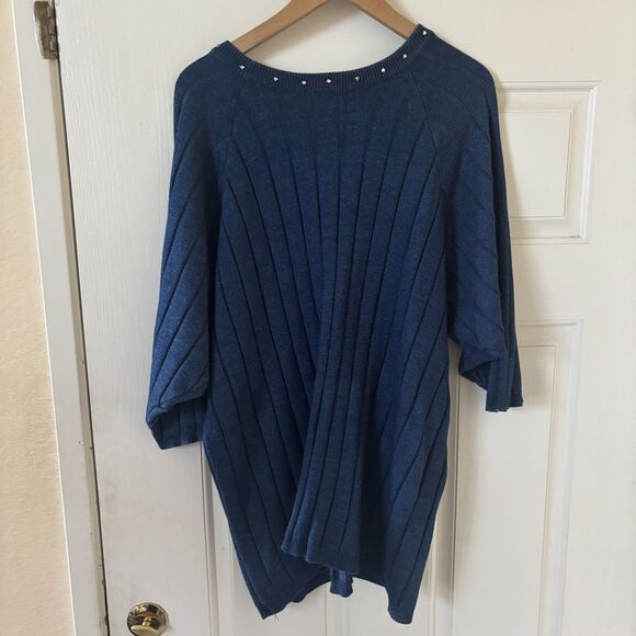 Vintage Womens Sweater Dress Bling Size Large Blue Boho Glam Retro Fairy 90s‎ - Picture 7 of 11
